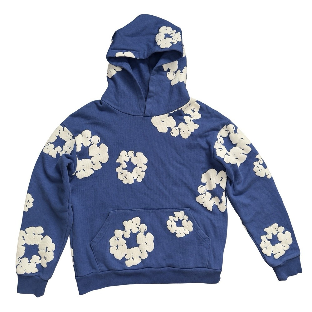 Denim Tears The Cotton Wreath Sweatshirt Royal Blue Hoodie Size S READ